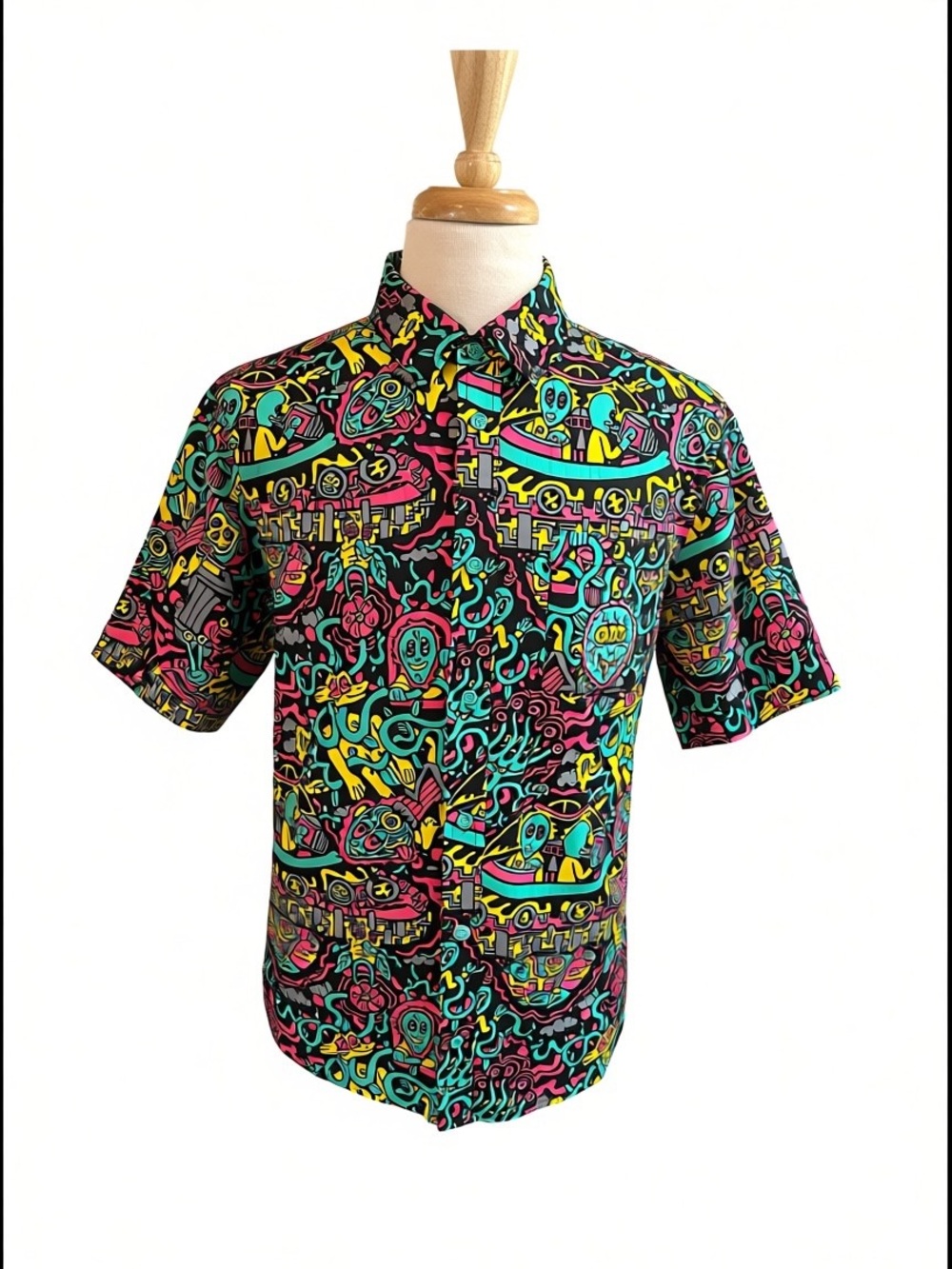 Killer Acid Shirt Mens Large Multicolor Psychedelic Short Sleeve Button Up